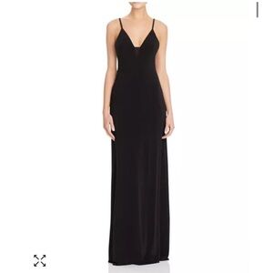 Alice + Olivia Black Tie Gown Plunge Mesh Wedding Guest NWT New With Tags